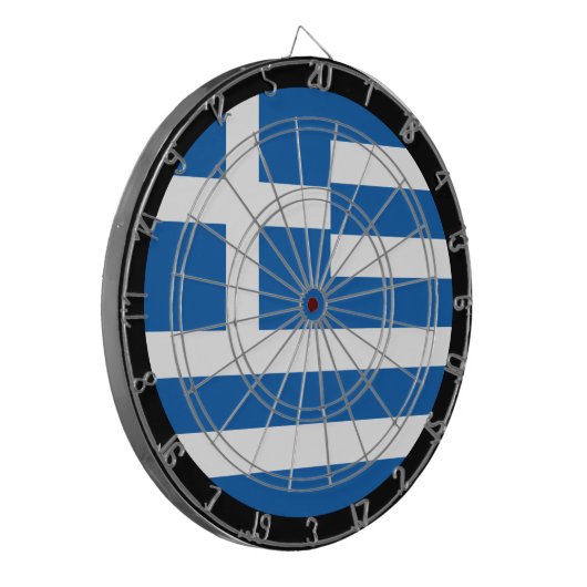 Griechische Flagge Dartboard & Greece / Spielbrett Dartscheibe (Vorderseite Links)