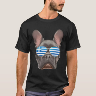 Griechische Flagge Französischer Bulldog Hund Grie T-Shirt