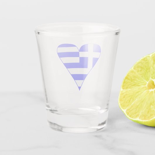 Griechische Flagge Funky Heart Schnapsglas (Rückseite)