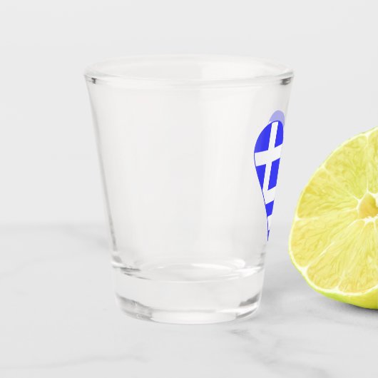 Griechische Flagge Funky Heart Schnapsglas (Links)