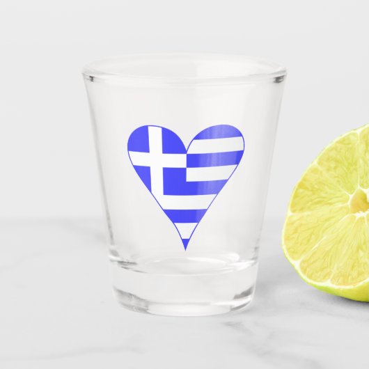 Griechische Flagge Funky Heart Schnapsglas (Vorderseite)