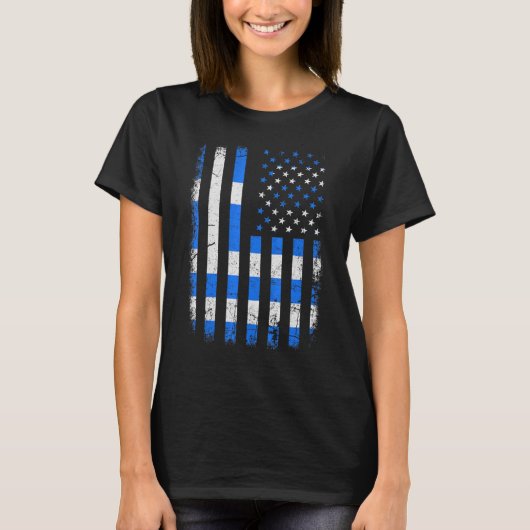 Griechische Flagge Griechenland Amerika Pride Heri T-Shirt (Vorderseite)