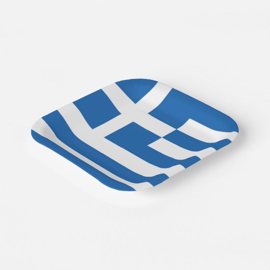 Griechische Flagge Griechenland Blaues Weißbuch Ne Pappteller (Gewinkelt)