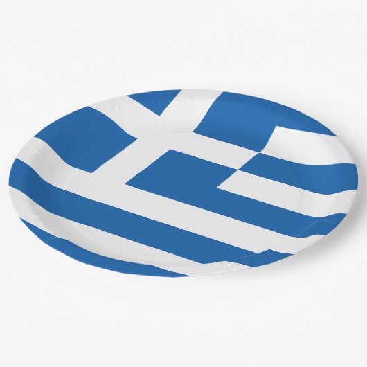 Griechische Flagge (Griechenland) Pappteller (Schrägansicht)