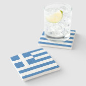Griechische Flagge (Griechenland) Steinuntersetzer (Seitenansicht)