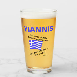 Griechische Flagge Hellas Blood und Ouzo Personali Glas