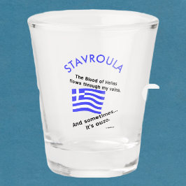 Griechische Flagge Hellas Blood und Ouzo und Name Schnapsglas