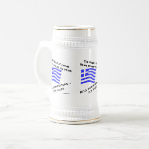 Griechische Flagge Hellas Blut und Ouzo Times 3 Bierglas