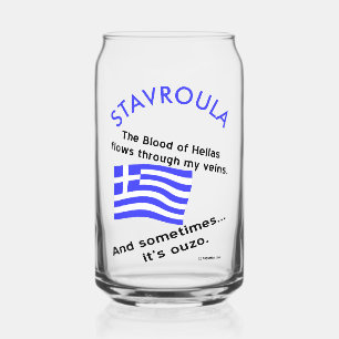 Griechische Flagge Hellas Blut und Ouzo und Name Dosenglas
