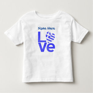 Griechische Flagge Herz-Blauer LIEBE Personalisier Kleinkind T-shirt