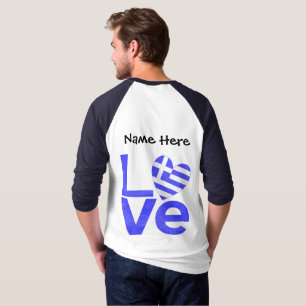 Griechische Flagge Herz-Blauer LIEBE Personalisier T-Shirt