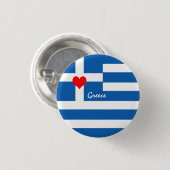 Griechische Flagge & Herz - griechische Reise-/Spo Button (Vorne & Hinten)