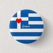 Griechische Flagge & Herz - griechische Reise-/Spo Button (Vorderseite)