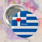 Griechische Flagge & Herz - griechische Reise-/Spo Button