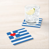 Griechische Flagge & Herz - griechische Reise-/Spo Rechteckiger Pappuntersetzer (Vor Ort)
