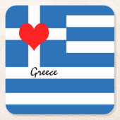 Griechische Flagge & Herz - griechische Reise-/Spo Rechteckiger Pappuntersetzer (Vorderseite)
