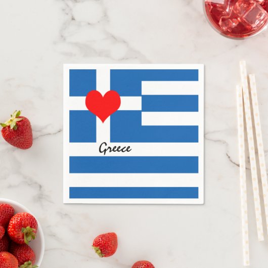 Griechische Flagge & Herz - griechische Reise-/Spo Serviette (Beispiel)