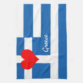 Griechische Flagge & Herz - Reis-/Sportfans Geschirrtuch (Vertikal)