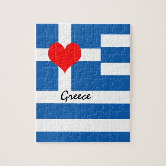 Griechische Flagge & Herz - Reis-/Sportfans Puzzle (Vertikal)