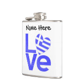 Griechische Flagge Herzblaue LIEBE mit Ihrem Namen Flachmann (Links)