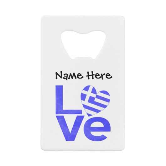 Griechische Flagge Herzblaue LIEBE mit Ihrem Namen Geldbeutel Flaschenöffner (Vorderseite)