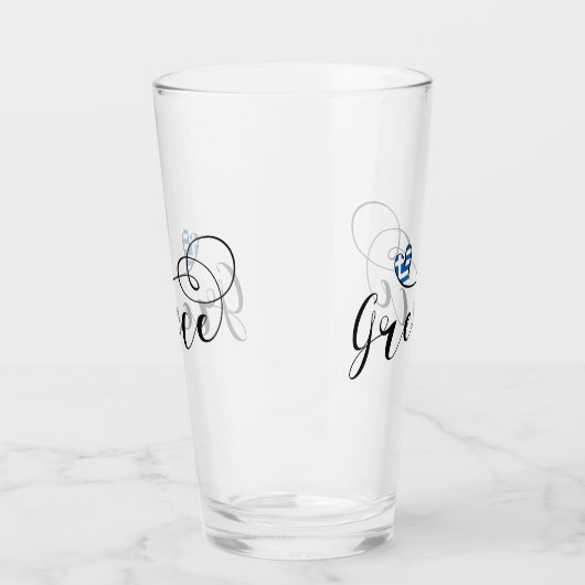 Griechische Flagge im Herzen, Griechenland Glas (Links)