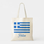 Griechische Flagge mit Hellas anpassbarem Text Tragetasche (Rückseite)