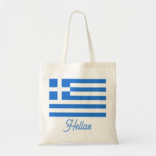 Griechische Flagge mit Hellas anpassbarem Text Tragetasche (Vorne)