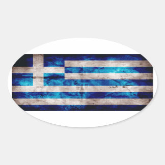 Griechische Flagge Ovaler Aufkleber