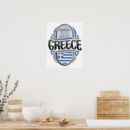 Griechische Flagge Poster (Küche)