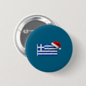 Griechische Flagge Santa Hut Lustig Griechenland W Button (Vorne & Hinten)