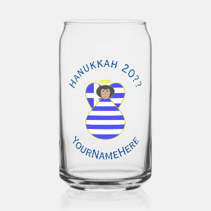 Griechische Flagge schwarze Haare Hanukkah-Engel  Dosenglas
