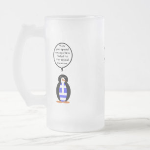 Griechische Flagge Sprechende Fr. Pinguin Personal Mattglas Bierglas