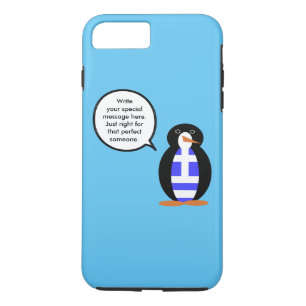 Griechische Flagge sprechende Ms Penguin Personali iPhone 8 Plus/7 Plus Hülle