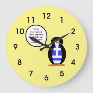 Griechische Flagge sprechende Ms Penguin Personali Große Wanduhr