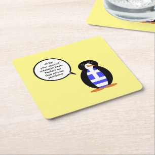 Griechische Flagge sprechende Ms Penguin Personali Rechteckiger Pappuntersetzer