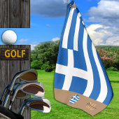 Griechische Flagge und Griechenland mit Monogramm Golfhandtuch