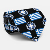 Griechische Flagge und Wappen Krawatte (Gerollt)
