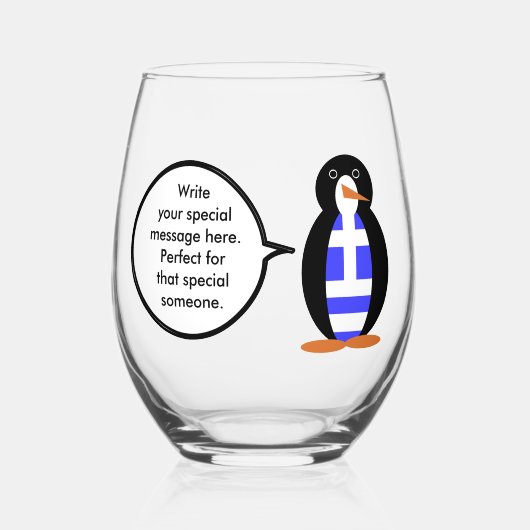 Griechische Flagge - Vortrag von Penguin Personali Weinglas Ohne Stiel (Vorderseite)