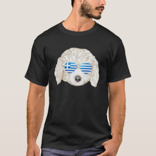 Griechische Flagge Weißer Pudel Hund Griechenland T-Shirt