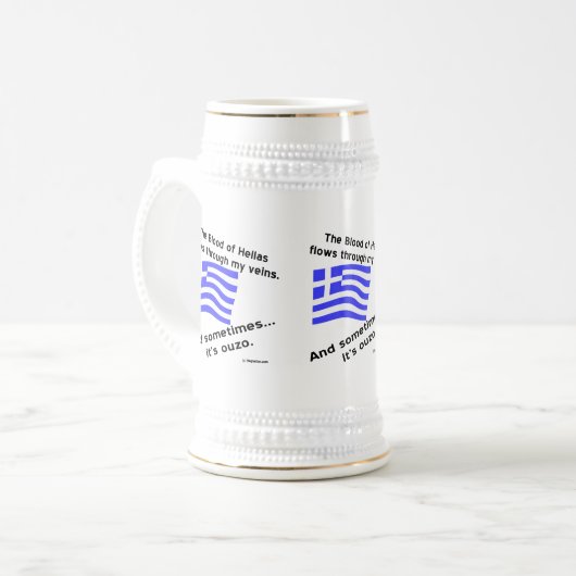 Griechische Flaggen - Blut und Ouzo Times 3 Bierglas (Vorderseite Links)