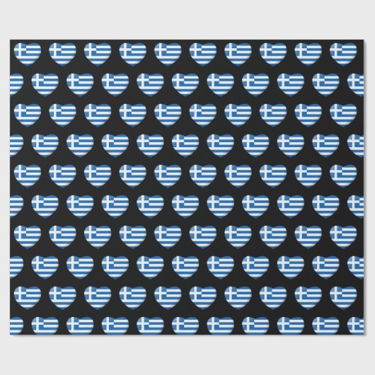 Griechische Flaggen-Herz-Muster Geschenkpapier (Flach)