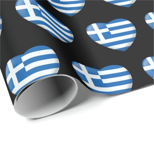 Griechische Flaggen-Herz-Muster Geschenkpapier (Rolleneckpunkt)