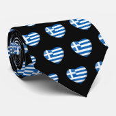 Griechische Flaggen-Herz-Muster Krawatte (Gerollt)