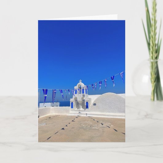 Griechische Flaggen Weißes KirchenGebäude Griechen Karte (Vorderseite)