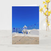 Griechische Flaggen Weißes KirchenGebäude Griechen Karte (Gelbe Blume)