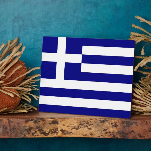 Griechische Flaggenebene Fotoplatte (Seite)