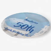 Griechische Geburtstagspartei personalisiert Pappteller (Schrägansicht)