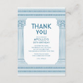 Griechische Geburtstagsparty mit blauem Tempel Dankeskarte (Vorderseite)