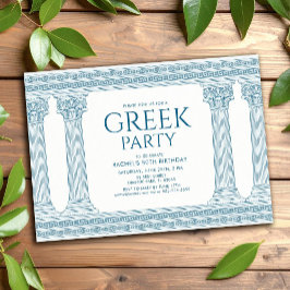 Griechische Geburtstagsparty mit eleganten, blauen Einladung